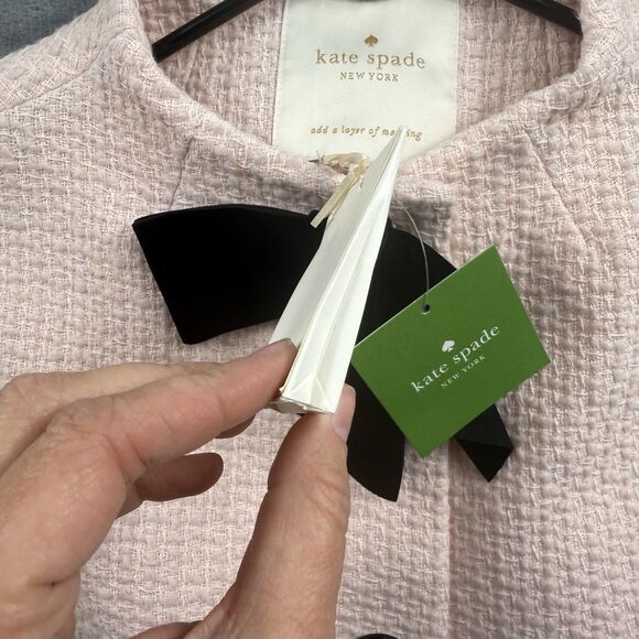 Kate Spade Cherie Pink Tweed Bow Coat Size 2 - New With Tags - Picture 9 of 16
